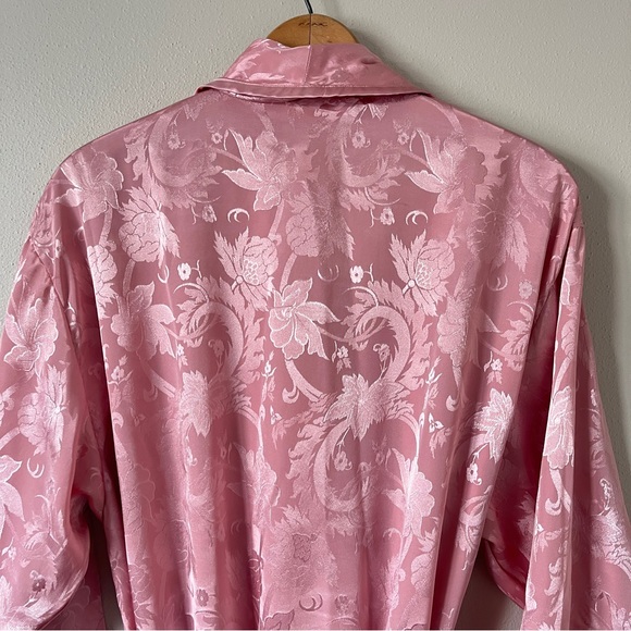 Vintage Victoria's Secret Gold Label Rose Pink Satin Floral Full Length Robe - Picture 6 of 15